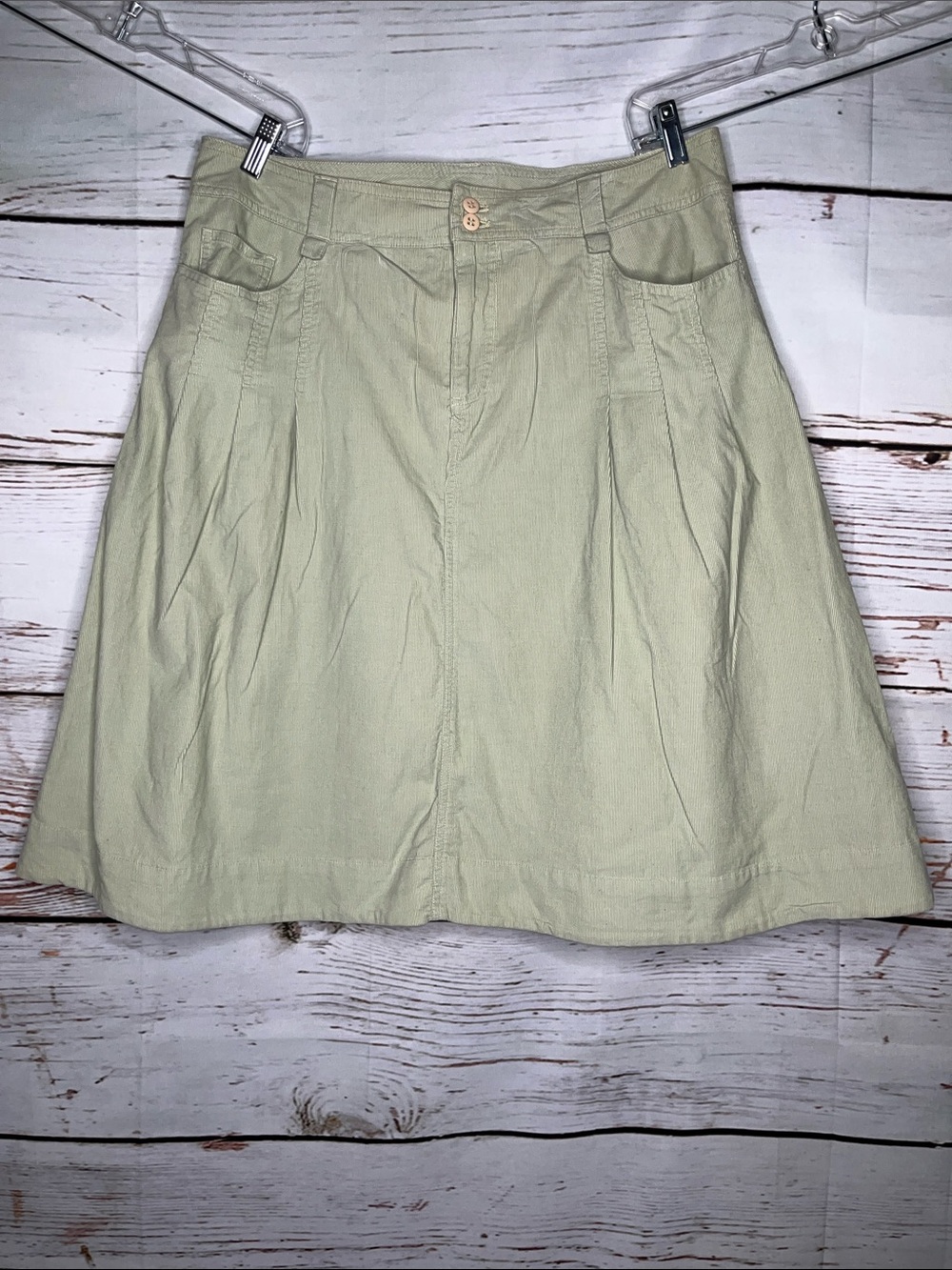 Grace Elements NWT Size 14 Light Green Corduroy Pleated A-Line Skirt